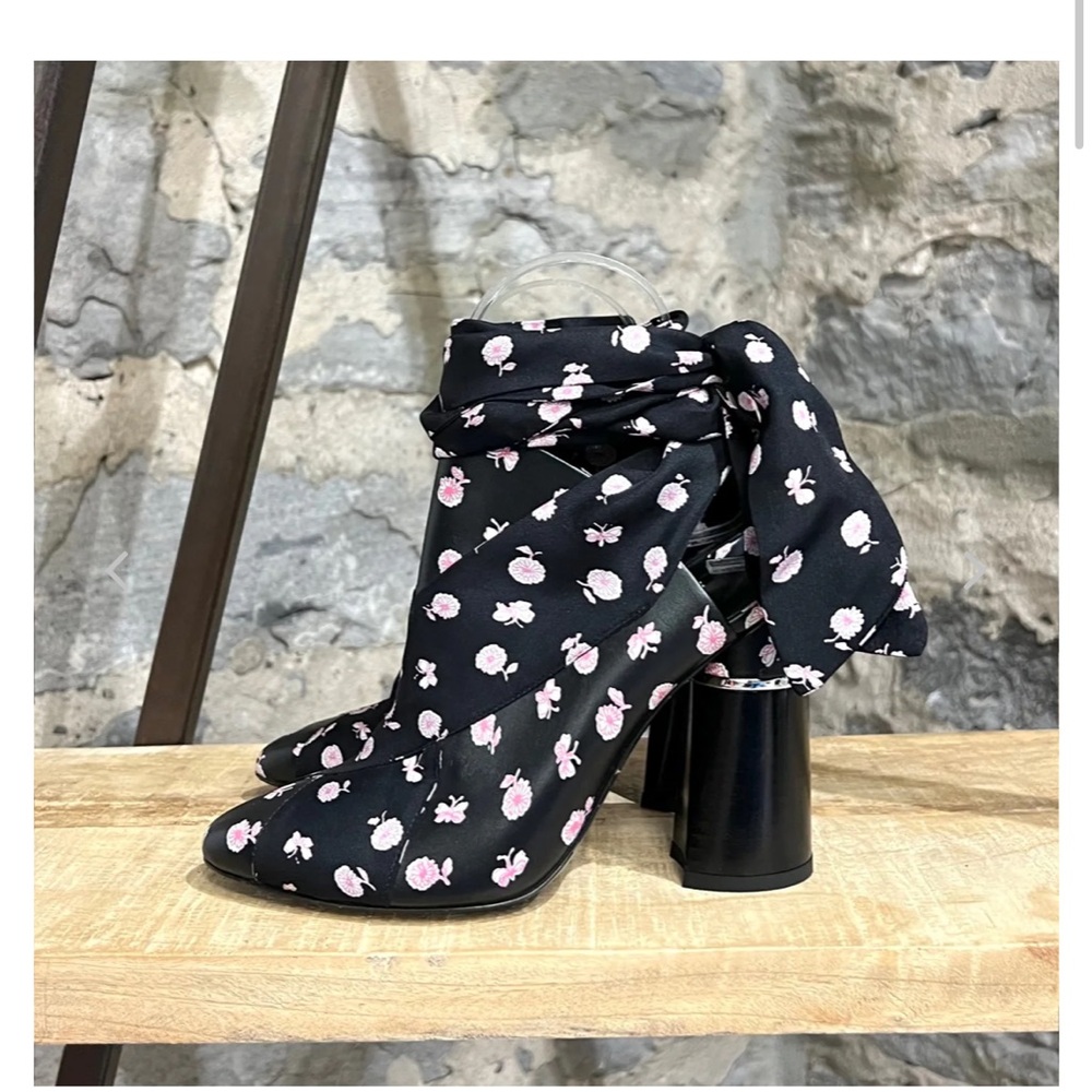 3.1 Phillip Lim Black and Pink Floral Ankle Boots